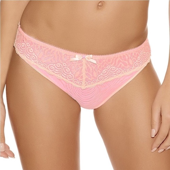 New FREYA Icon AA1665MIK Pink Bow Lacey Full Cover XL Panties Underwear Sheer - Picture 1 of 12